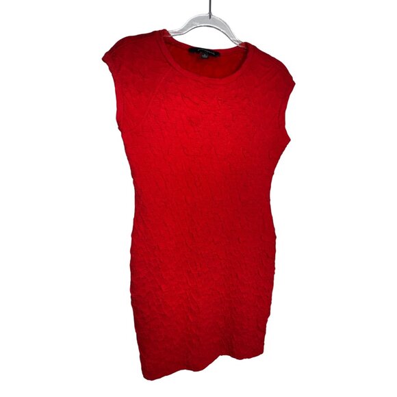 Orange Textured Stretch Bodycon Dress By Sharagano Size 8 Sexy Date Club Classic - Picture 8 of 8